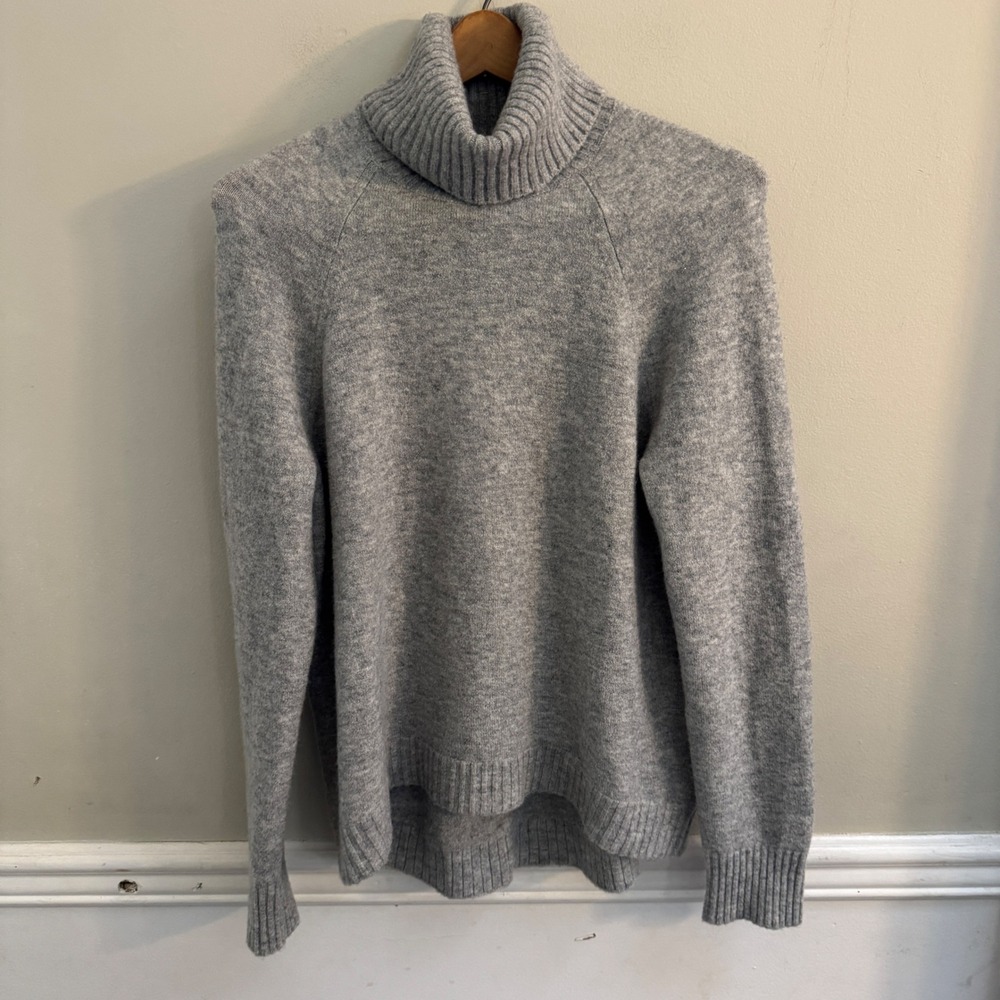 J.Crew Womens Gray Wool Alpaca Blend Turtleneck Sweater High Low Hem Size S
